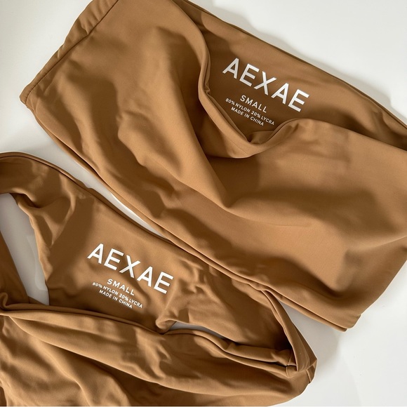 AEXAE Bandeau top and High Rise Thong bikini in Caramel - Picture 3 of 5